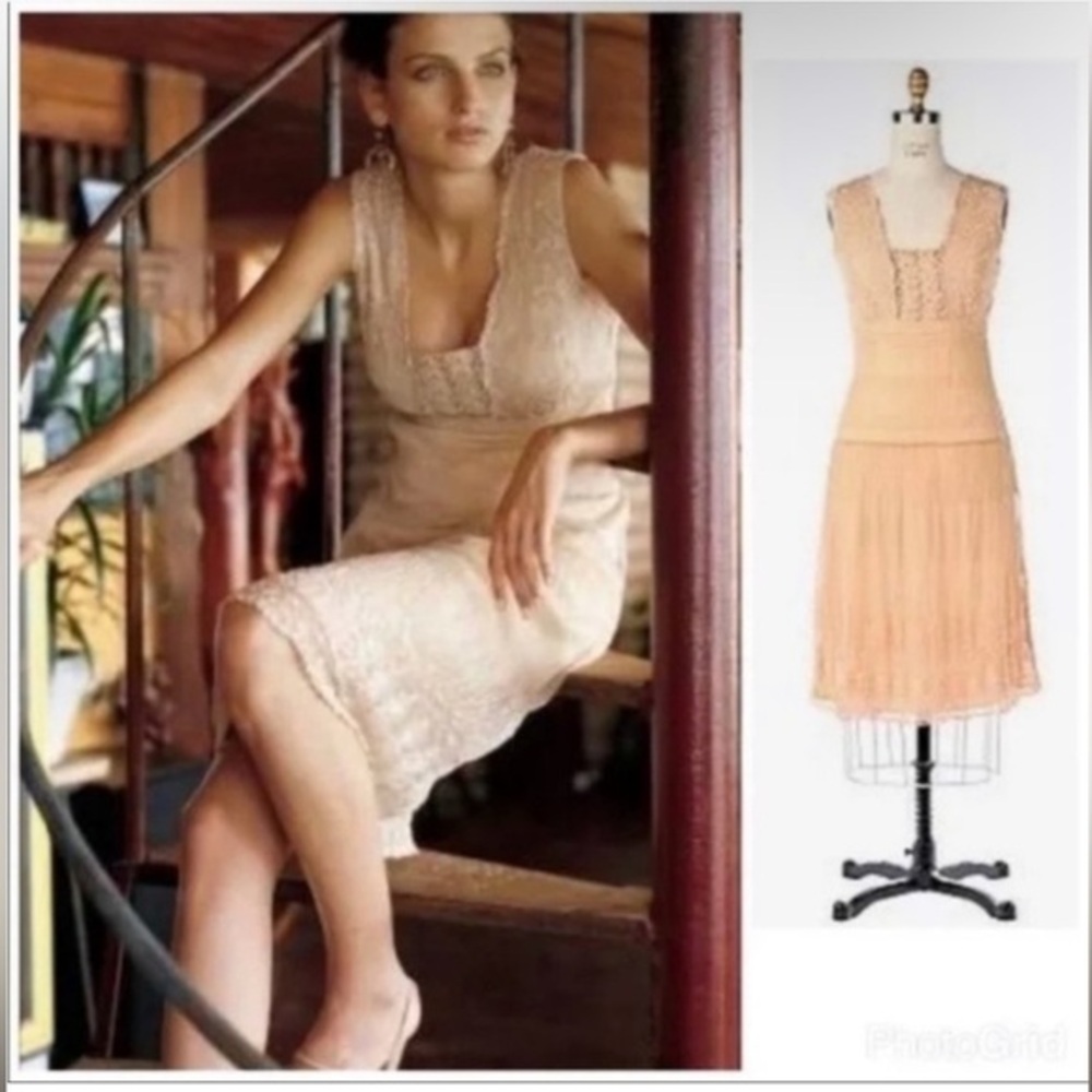 NWT ANTHROPOLOGIE Odille Sojourn Romantic Lace Jeweled Flapper Dress SZ 12